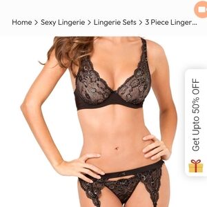 Rene Rofe Elegant Black Lace Bra